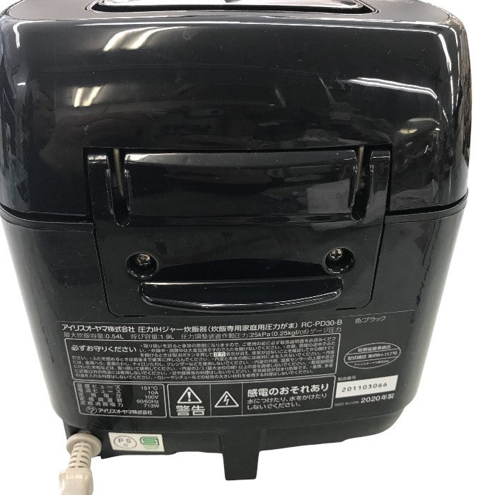 アイリスオーヤマ 圧力IHジャー炊飯器 3合 RC-PD30-B ブラック 中古 Y1