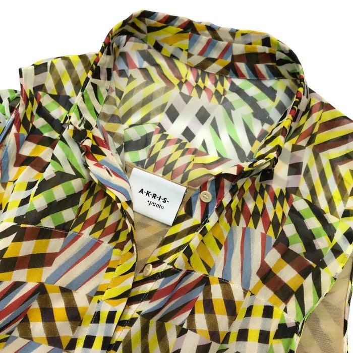 AKRIS アクリス punto ワンピース レディース ノースリーブ パッチワーク タック ロング マキシドレス マルチカラー F36サイズ 中古 T1