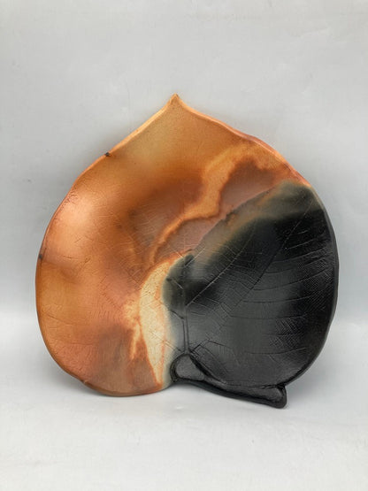 赤穂瀬戸内窯 雲火焼 桃井香子 葉皿 大皿 中古 D4