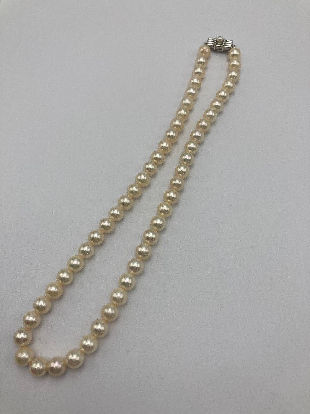 シルバー 7mmパール ネックレス 中古 D4