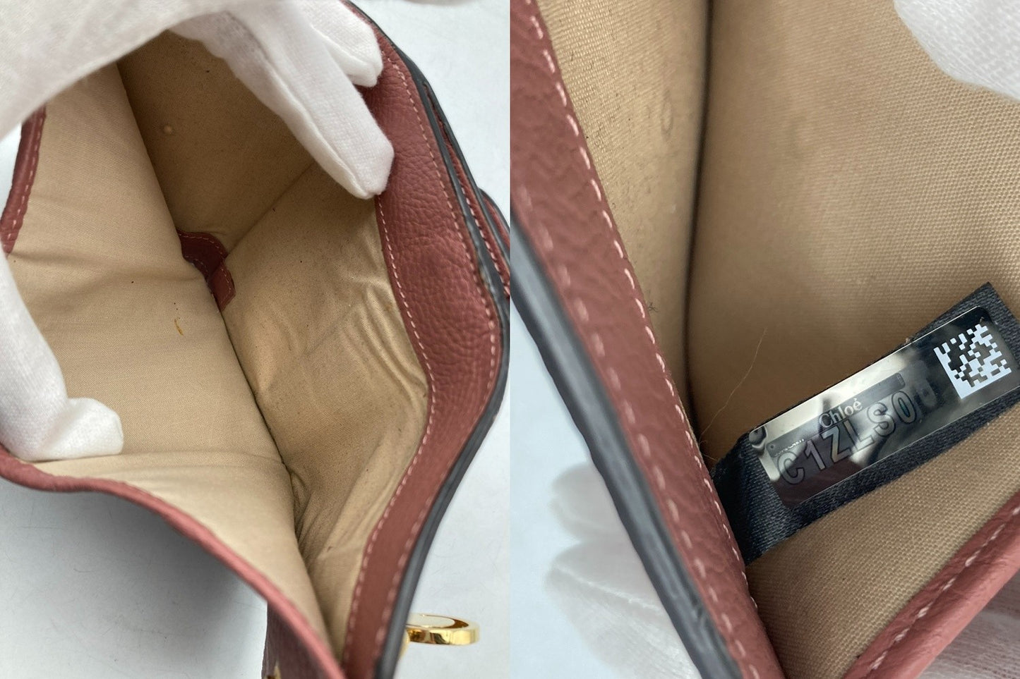 Chloe クロエ グレインレザー アルファベット スモールトリフォールド 3つ折り財布 中古 D4