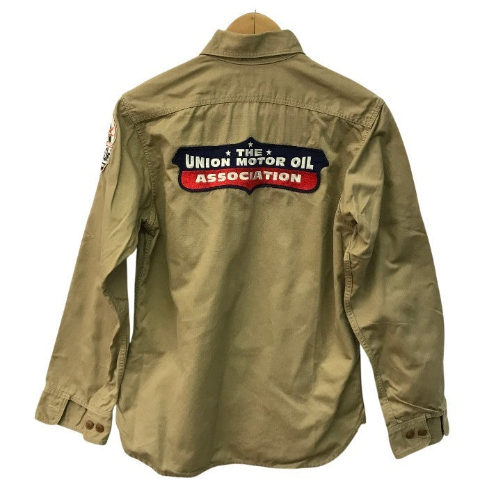 TOYS McCOY トイズマッコイ ワークシャツ メンズ 長袖 H.OKAMOTO McHILL OVERALLS ワッペン ベージュ 14(S)サイズ 中古 T1