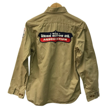 TOYS McCOY トイズマッコイ ワークシャツ メンズ 長袖 H.OKAMOTO McHILL OVERALLS ワッペン ベージュ 14(S)サイズ 中古 T1