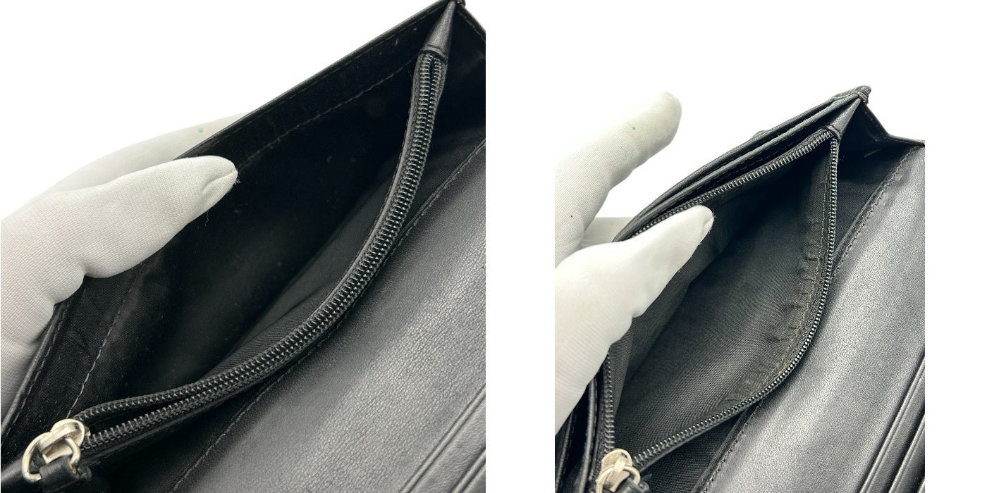 COACH コーチ シグネチャー エンボスドレザー レザー 2つ折り長財布 本革 財布 ブラック 収納 小銭入れ カード入れ 札入れ 中古 W４