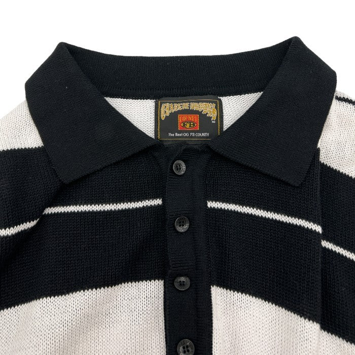 FB COUNTRY エフビー カウンティ 半袖 ニット ポロシャツ 3XL メンズ ボーダー ブラック ホワイト 大きめ 中古 W４
