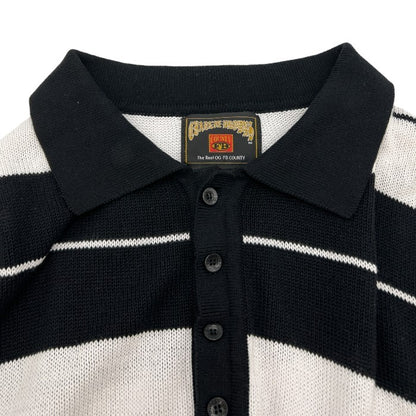 FB COUNTRY エフビー カウンティ 半袖 ニット ポロシャツ 3XL メンズ ボーダー ブラック ホワイト 大きめ 中古 W４