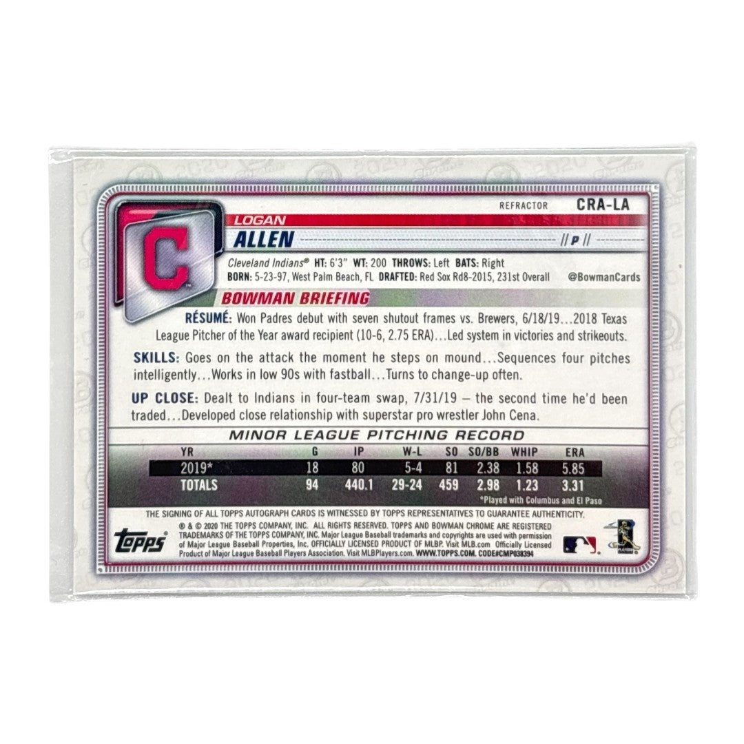 TOPPS MLBカード BOWMAN CHROME LOGAN ALLEN CLEVELAND INDIANS /499 #CRA-LA 中古 IT1
