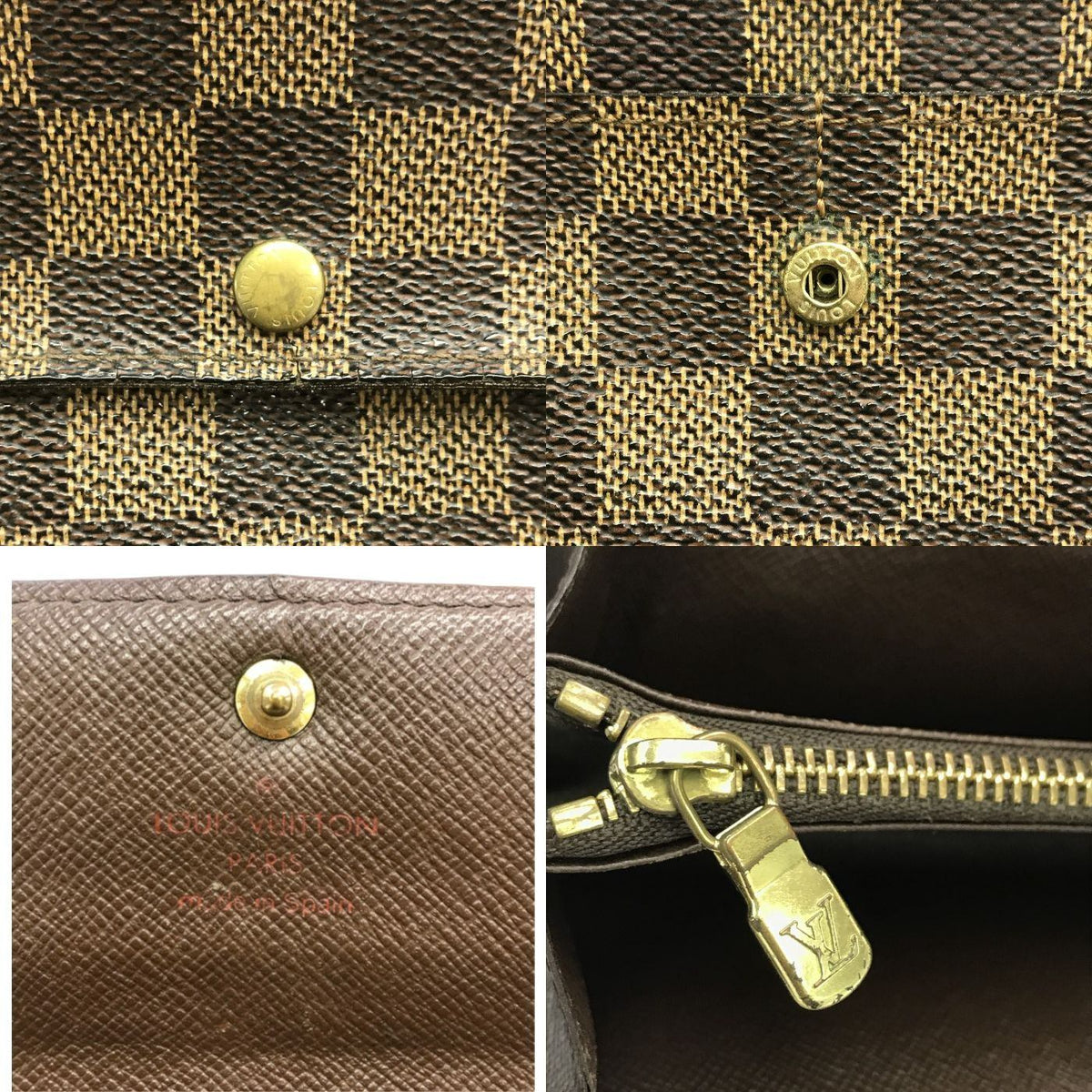 LOUIS VUITTON ルイヴィトン ダミエ ポシェット ポルト モネ クレディ 長財布 二つ折り カード2枚 ブラウン N61725 中古 T1