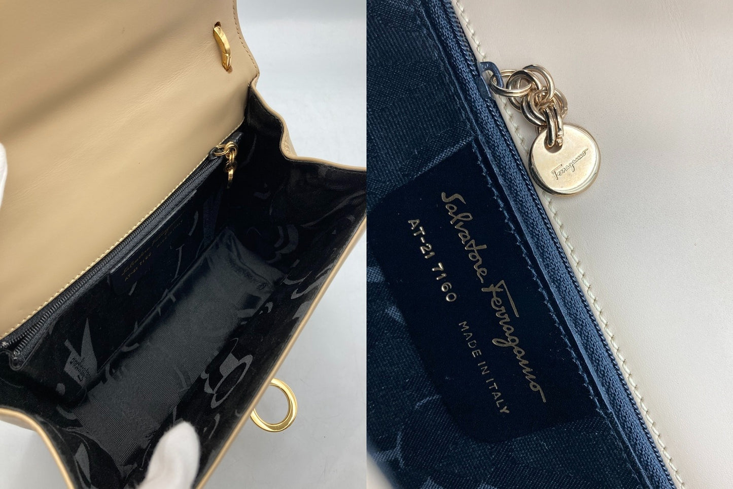 Salvatore Ferragamo サルヴァトーレフェラガモ ガンチーニ レザー ショルダーバッグ AT-21 7160 中古 D4