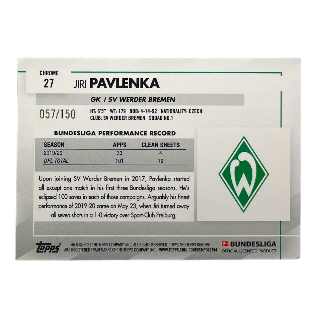 TOPPS サッカーカード CHROME JIRI PAVLENKA WERDER BREMEN /150 #27 中古 IT2