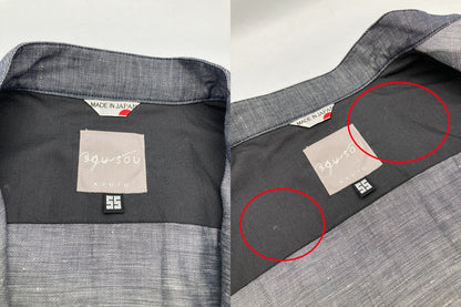 SOU・SOU ソウソウ 京型友禅染 麻混 バンドカラーシャツ 水玉 サイズSS 中古 D4