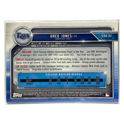 TOPPS MLBカード BOWMAN CHROME GREG JONES RAYS 342/499 #CDA-GJ 中古 IT2