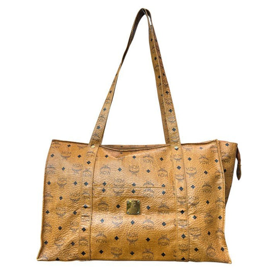 MCM エムシーエム トートバッグ MCM柄 レザー ブランド ロゴグラム 鞄 A4 大容量 中古 W４