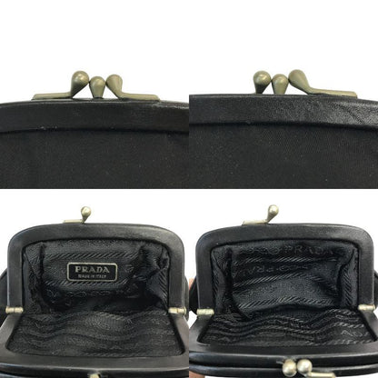 PRADA プラダ コインケース ユニセックス がま口 テスート ナイロン 三角プレート 小銭入れ 2コンパートメント ブラック 中古 T1