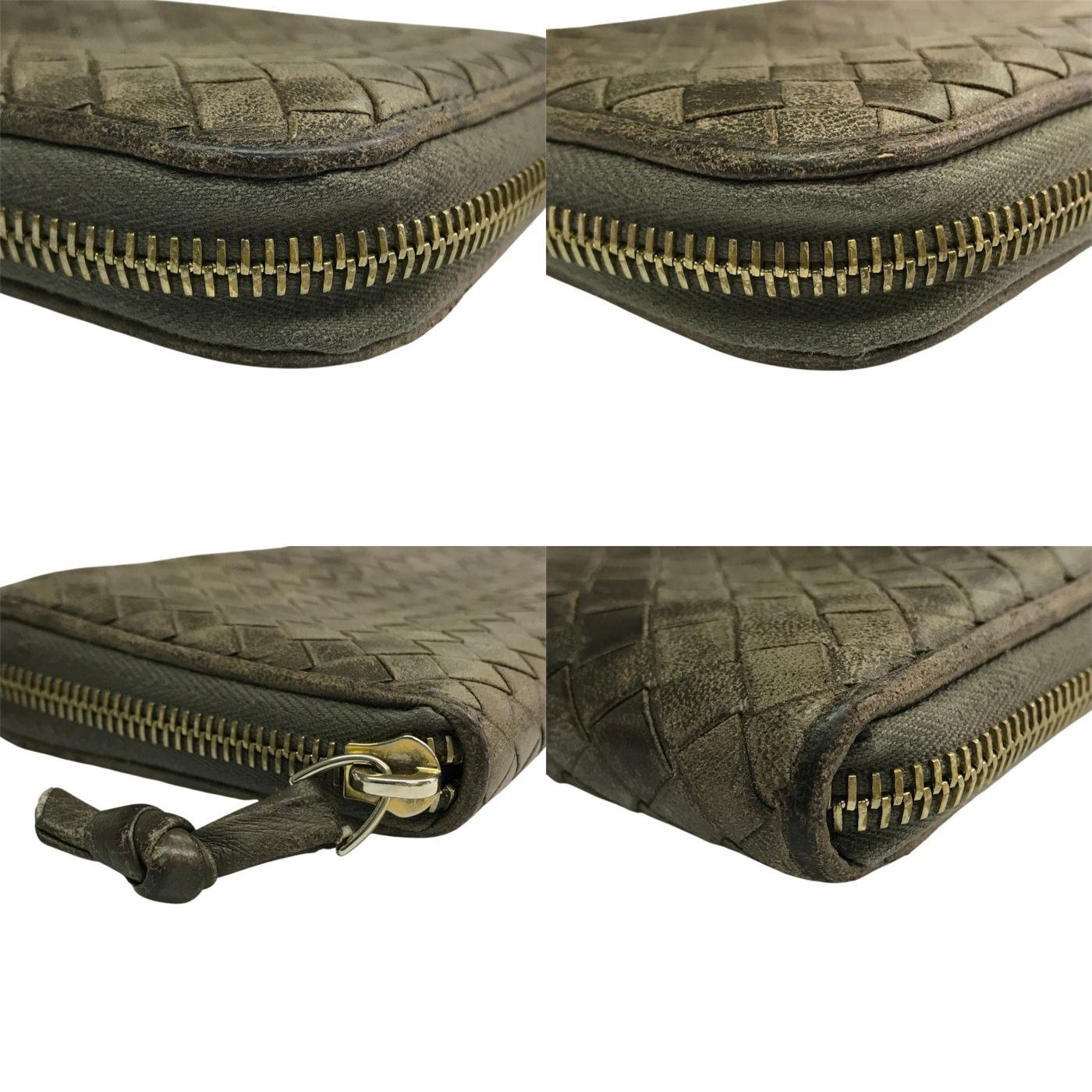 BOTTEGA VENETA ボッテガヴェネタ 長財布 メンズ イントレチャート ラウンドファスナー レザー ブラウン系 114076 中古 T1