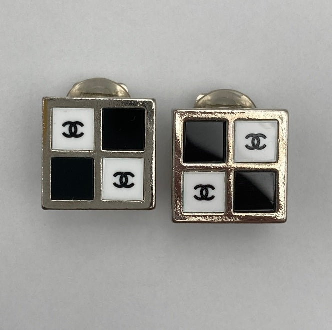 CHANEL シャネル ココマーク モノトーンスクエア イヤリング 中古 D4
