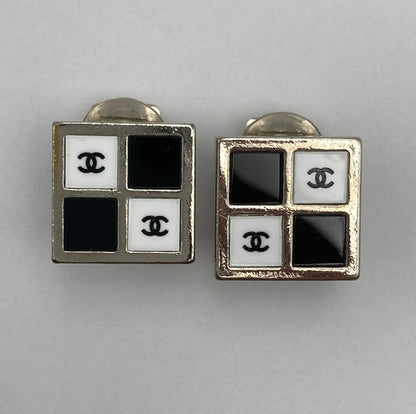 CHANEL シャネル ココマーク モノトーンスクエア イヤリング 中古 D4