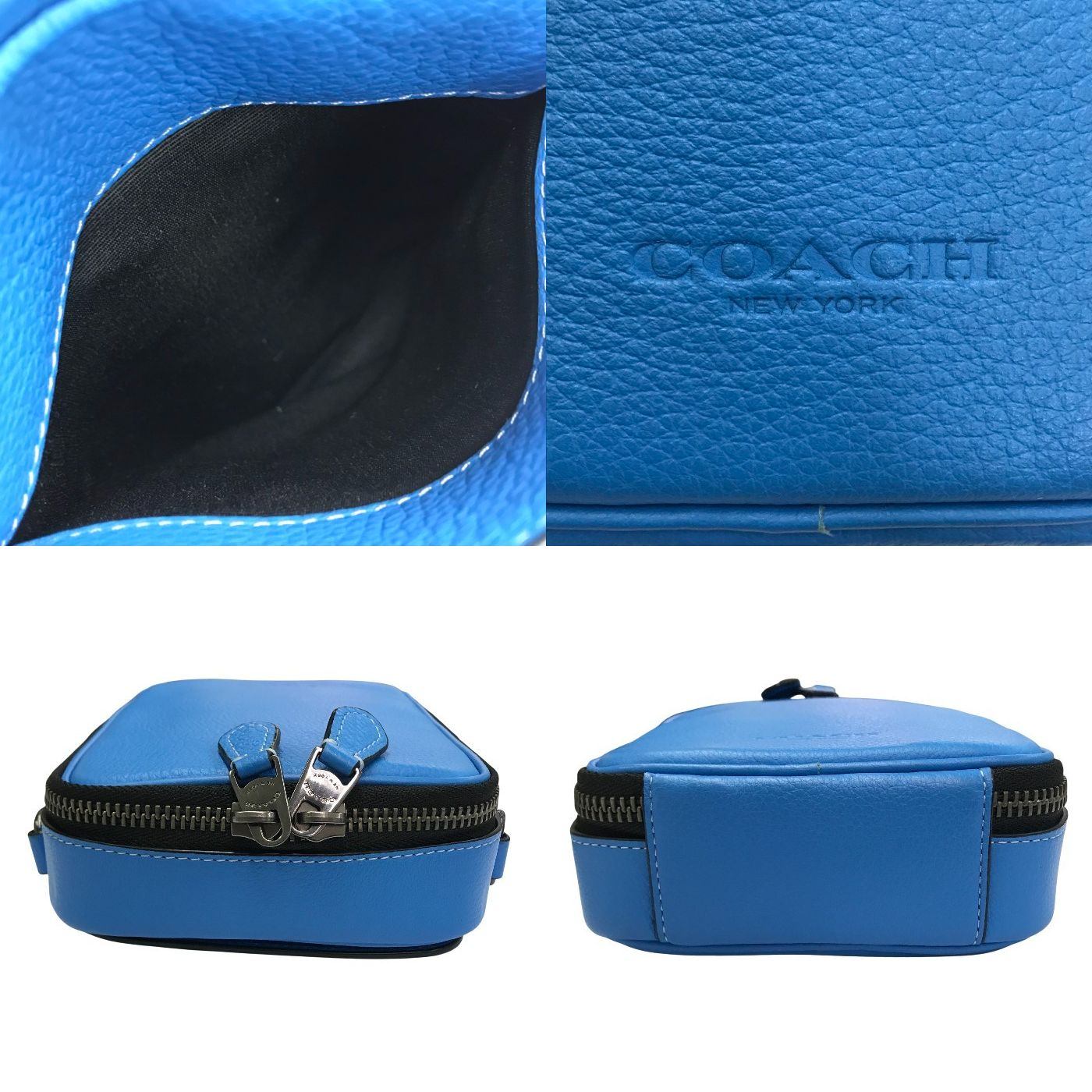 COACH コーチ スタントン クロスボディ ショルダーバッグ メンズ レザー 斜め掛け ポーチ ブルー CL948 中古 T1