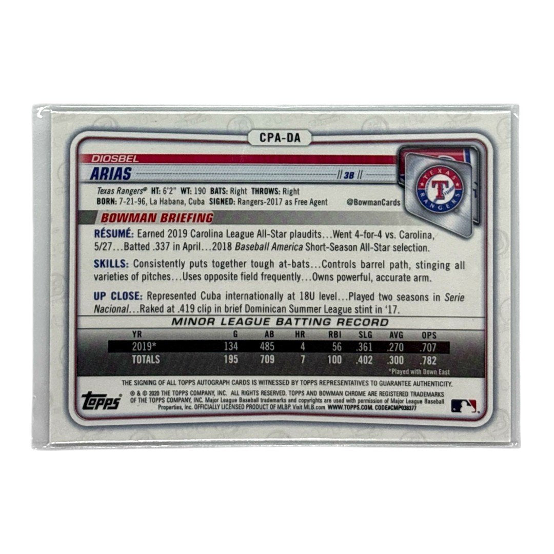 TOPPS MLBカード BOWMAN CHROME 1ST DIOSBEL ARIAS TEXAS RANGERS /250 #CPA-DA 中古 IT1