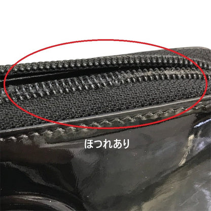 CHANEL シャネル 長財布 2つ折り エナメル カメリア ラウンドジップ ブラック 中古 T1