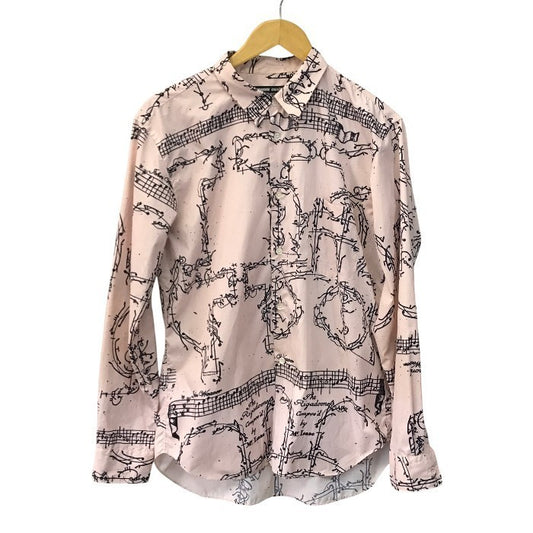 COMME des GARCONS コムデギャルソン HOMME DEUX シャツ メンズ 長袖 2019 音符 ピンク Mサイズ DE-B059 中古 T1