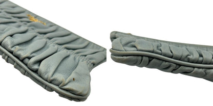 PRADA プラダ フラットポーチ 1M1152 グレー 小物 ブランド ギャザー レディース かわいい ミニ 小さい 中古 W４