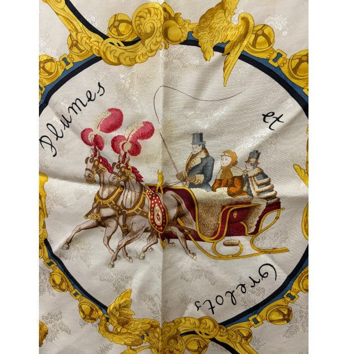 HERMES エルメス スカーフ カレ90 Plumes et Grelots 羽根飾りと鈴 レディース ブランド 服飾 おしゃれ 中古 W４