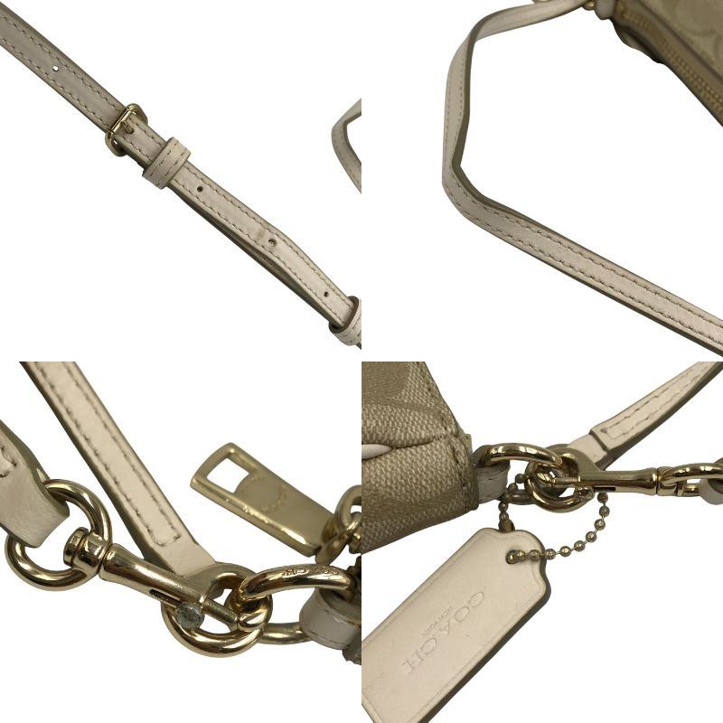 COACH コーチ ショルダーバッグ レディース PVC シグネチャー 2way ハンドバッグ ポーチ ベージュ F58321 中古 T1