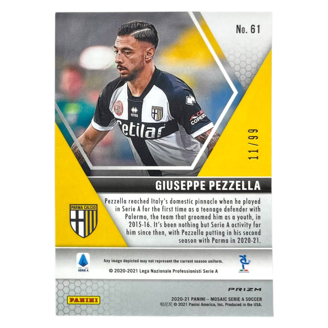 PANINI サッカーカード MOSAIC SERIE A PRIZM GIUSEPPE PEZZELLA PARMA CALCIO 1913 /99 #61 中古 IT2