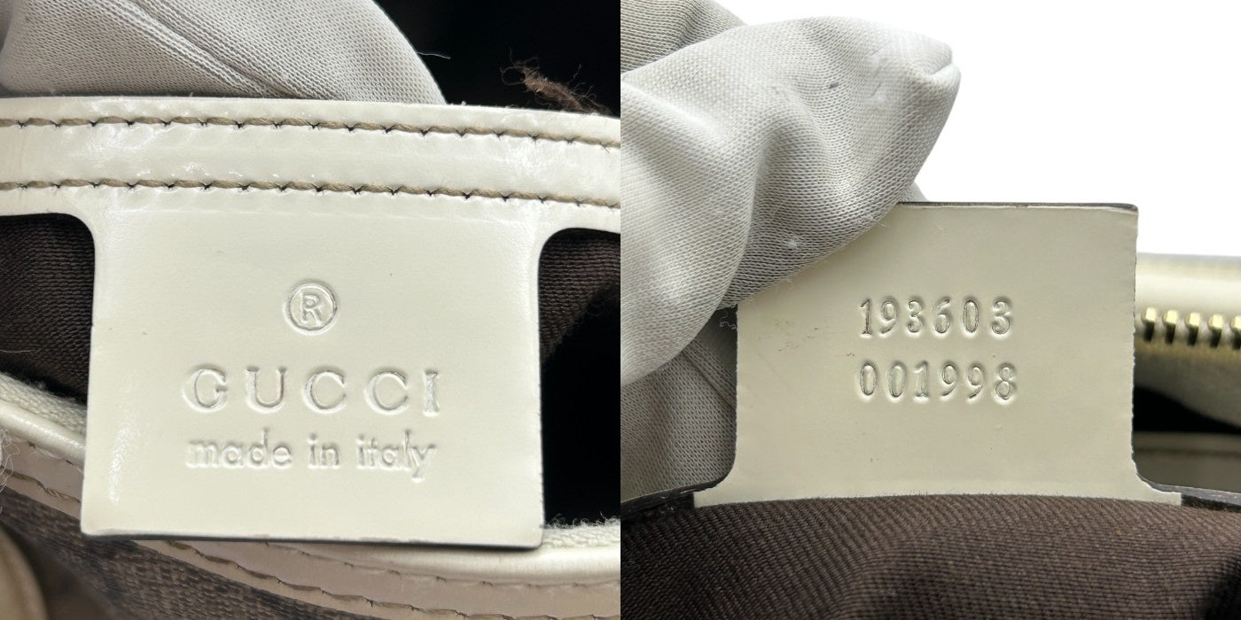 GUCCI グッチ ボストンバッグ ユニセックス GGプラス ホワイト/グレー 193603 鞄 おしゃれ ブランド エナメル レディース メンズ 中古 W４