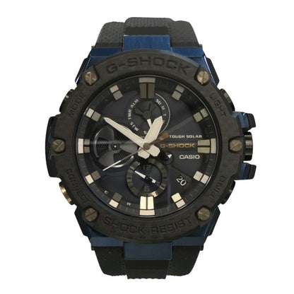 CASIO G-SHOCK カシオ 腕時計 メンズ タフソーラー G-STEEL メタルパーツ クロノグラフ モバイルリンク マットカラー グレー/ブルー GST-B100XB-2AJF 中古 T1