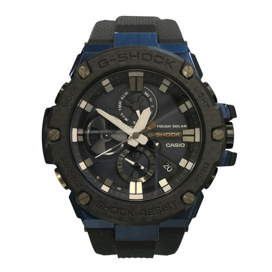 CASIO G-SHOCK カシオ 腕時計 メンズ タフソーラー G-STEEL メタルパーツ クロノグラフ モバイルリンク マットカラー グレー/ブルー GST-B100XB-2AJF 中古 T1