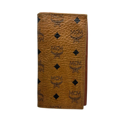 MCM モノグラム 二つ折り長財布 ブラウン 定期入れ 薄型 エムシーエム レディース メンズ ブランド 中古 W４