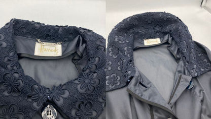 Harrods ハロッズ 花柄レース ステンカラーコート 13104081 ネイビー 中古 D4
