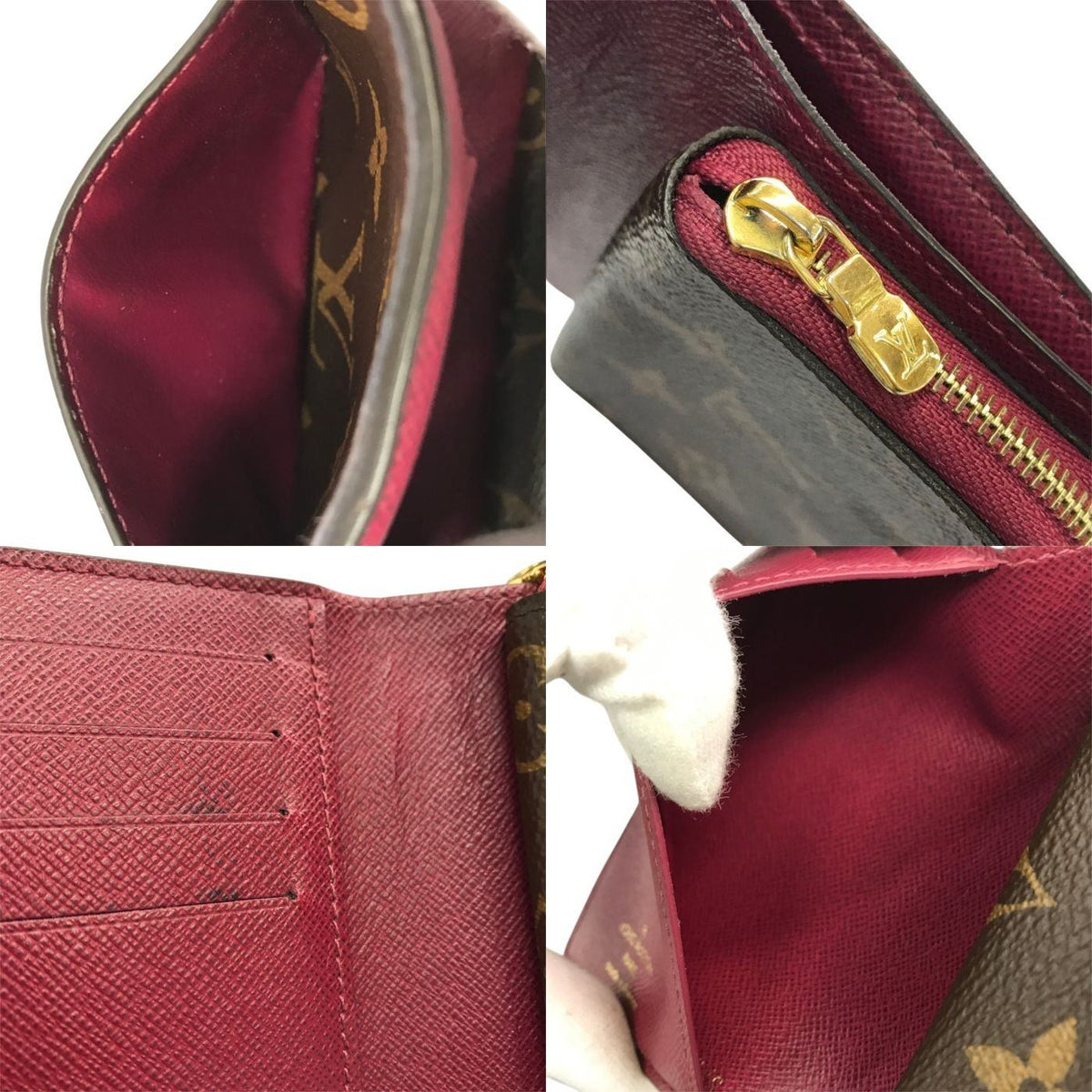 LOUIS VUITTON ルイヴィトン モノグラム ポルトフォイユ ジュリエット 財布 2つ折り ラウンドジップ ブラウン/レッド M69433 中古 T1