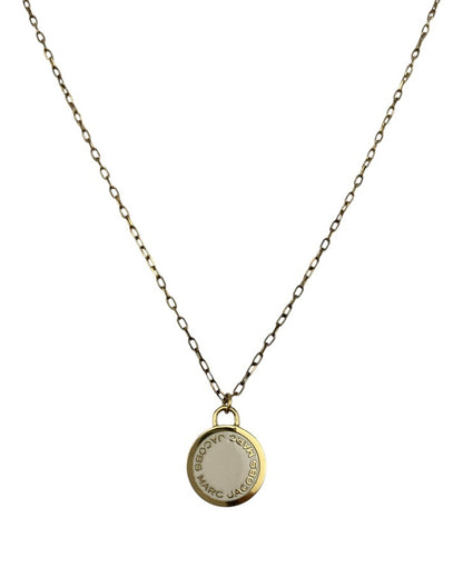 MARC JACOBS マークジェイコブス ロゴ ディスク エナメル ネックレス ホワイト 中古 D4