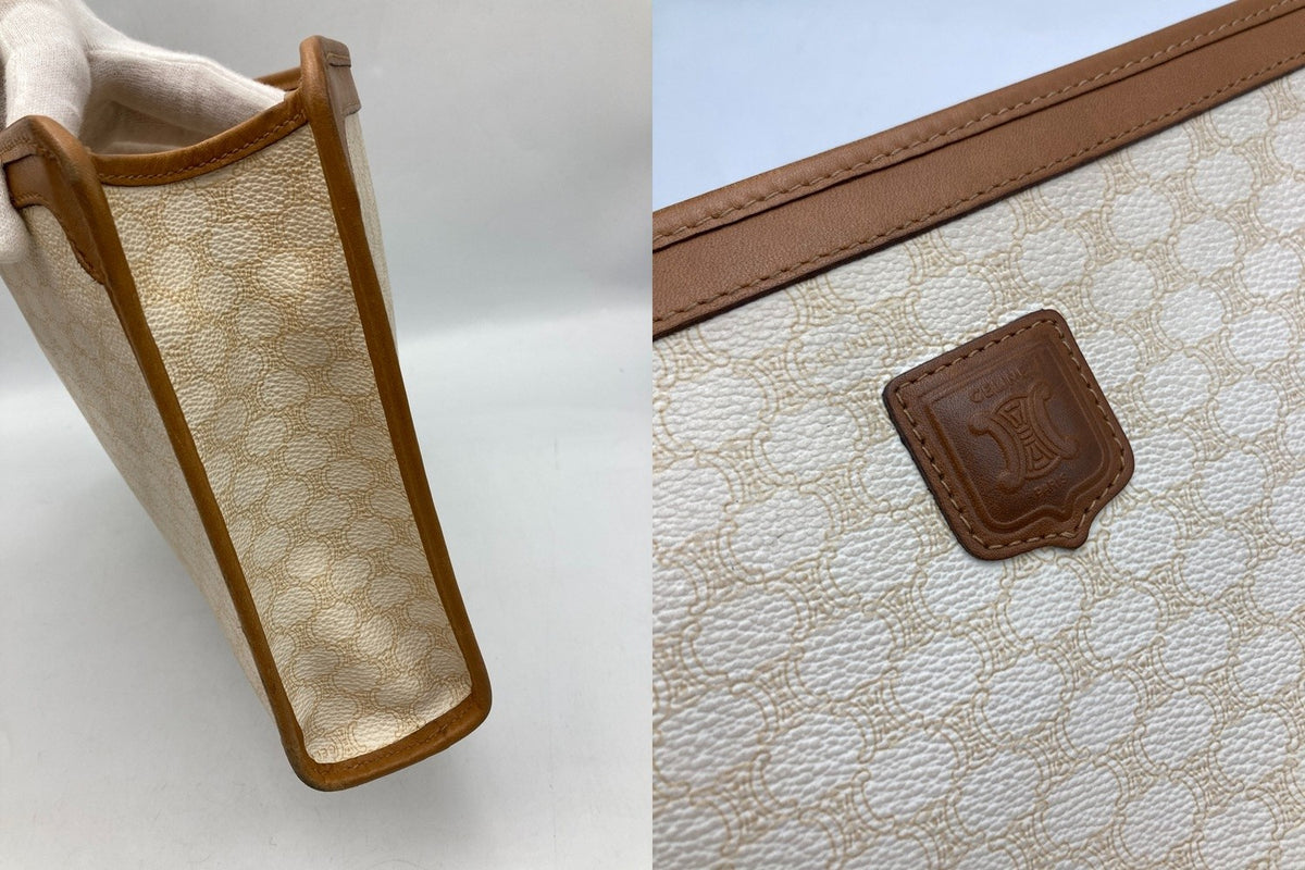 CELINE セリーヌ マカダム セカンドバッグ/クラッチバッグ ホワイト 中古 D4