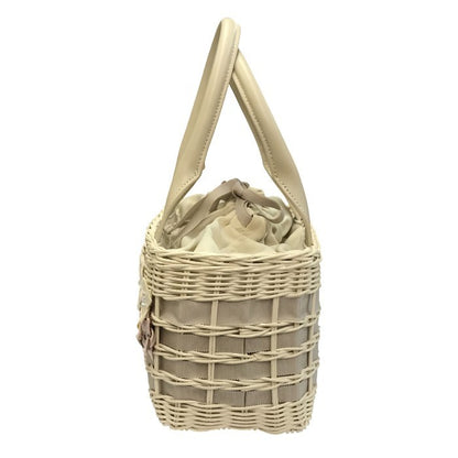 TOCCA トッカ FLOWER RATTAN かごバッグ レディース 春夏 お花 フラワー ハンドバッグ ビジュー ホワイト 6226425 中古 T1