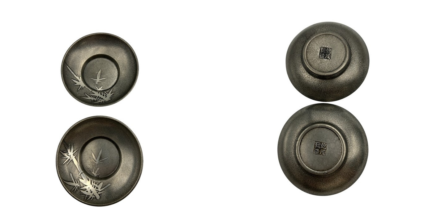 錫 茶台 松竹梅菊蘭 10客セット 茶托 和食器 中古 W４