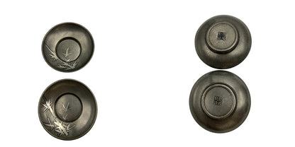 錫 茶台 松竹梅菊蘭 10客セット 茶托 和食器 中古 W４