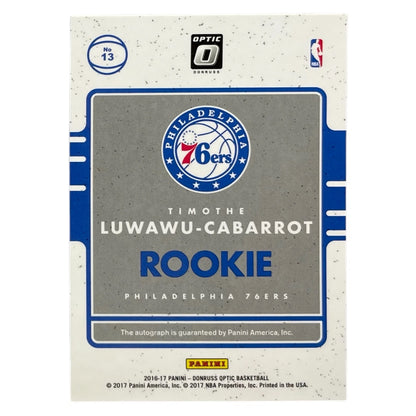 PANINI NBAカード DONRUSS TIMOTHE LUWAWU-CABARROT PHILADELPHIA 76ERS #13 中古 IT2