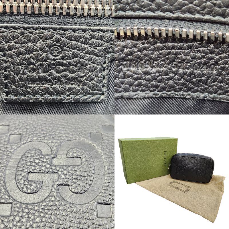 GUCCI グッチ ジャンボGG コスメティックケース レディース レザー ポーチ ブラック 766957 中古 T1