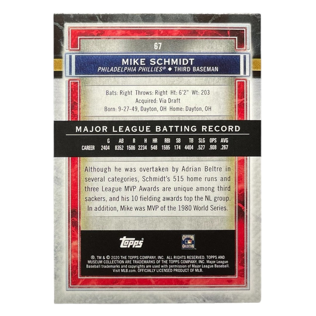 TOPPS MLBカード MUSEUM COLLECTION MIKE SCHMIDT PHILADELPHIA PHILLIES /99 #67 中古 IT2