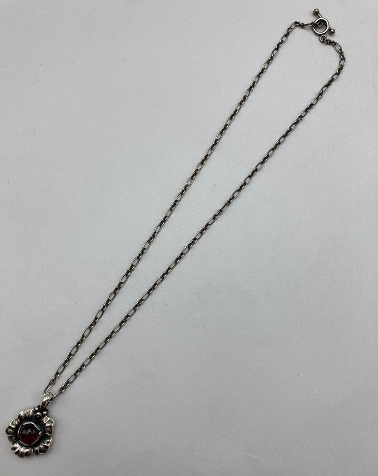 GEORG JENSEN ジョージジェンセン 2002年 ヘリテージ イヤーネックレス SV925 ガーネット 中古 D4