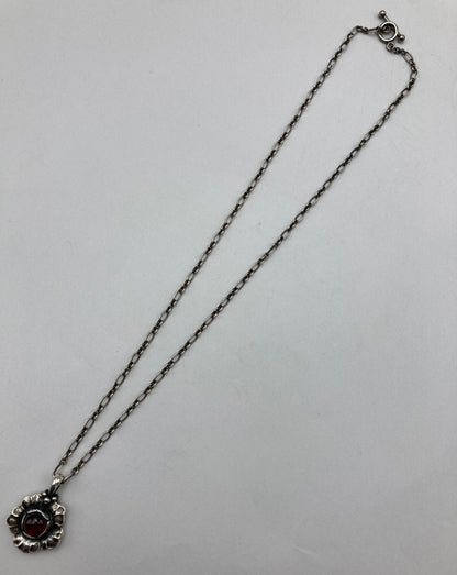 GEORG JENSEN ジョージジェンセン 2002年 ヘリテージ イヤーネックレス SV925 ガーネット 中古 D4