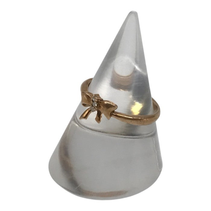 K10PG/ダイヤモンド0.02ct リング レディース リボンモチーフ ピンクゴールド 11号 中古 T1