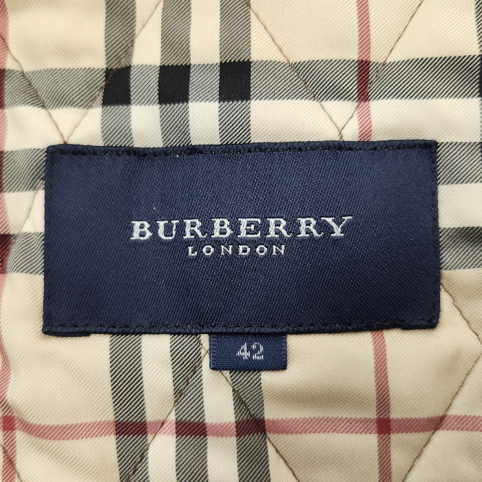 BURBERRY バーバリー ジャケット レディース 秋冬 キルティング 中綿 裏チェック柄 ベージュ 42サイズ FC059-730 中古 T1
