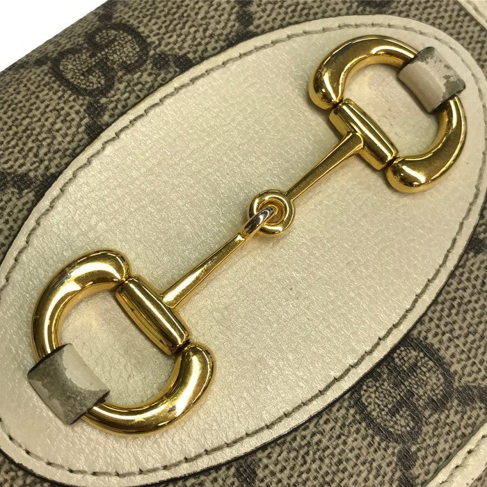 GUCCI グッチ GGスプリーム 財布 レディース 二つ折り ホースビット コンパクト ベージュ/ホワイト 621891 中古 T1