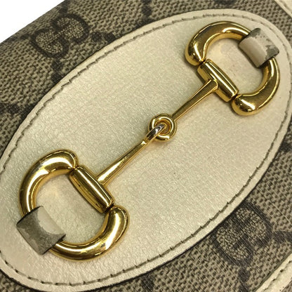 GUCCI グッチ GGスプリーム 財布 レディース 二つ折り ホースビット コンパクト ベージュ/ホワイト 621891 中古 T1