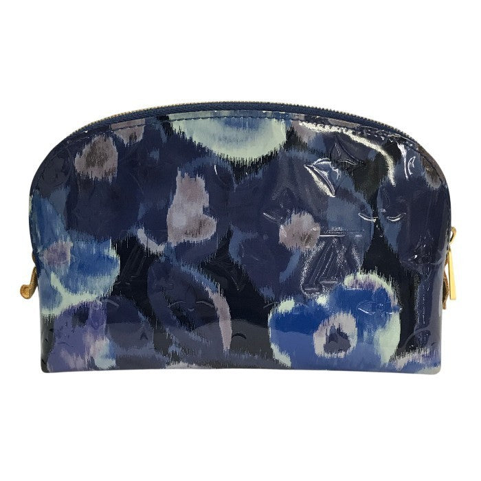 LOUIS VUITTON ルイヴィトン ヴェルニ ポーチ レディース イカットフラワー コスメティック 化粧ポーチ ブルー M90044 中古 T1